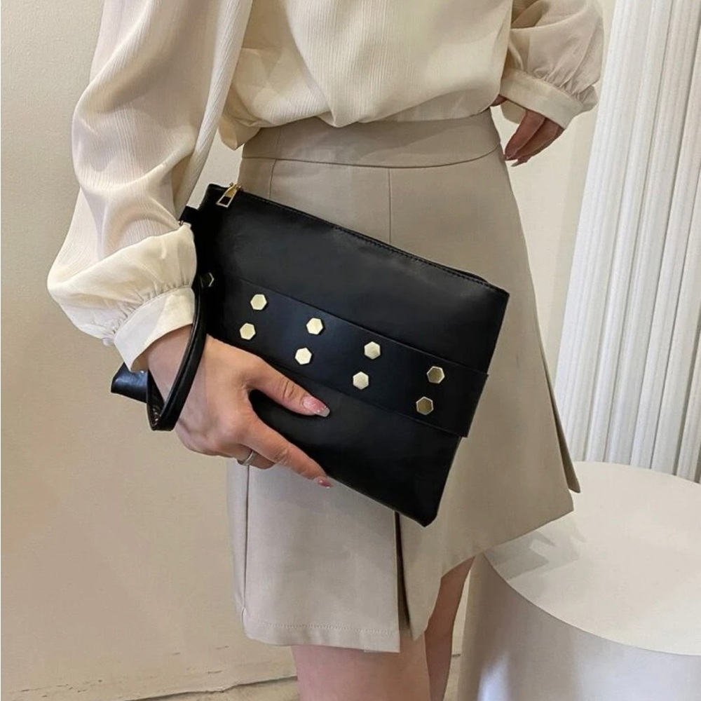 Studded Black Wristlet / Clutch - NWOT - Picture 3 of 5